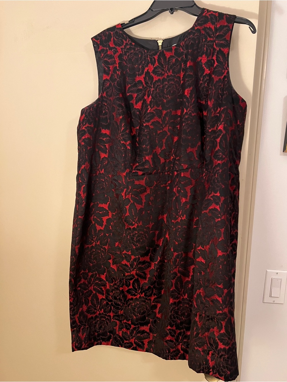 Calvin Klein Black and Red Floral Sheath Dress